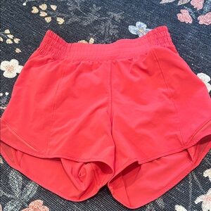 Pink lululemon shorts size 4. 4” inseam. Worn once and in very good condition!